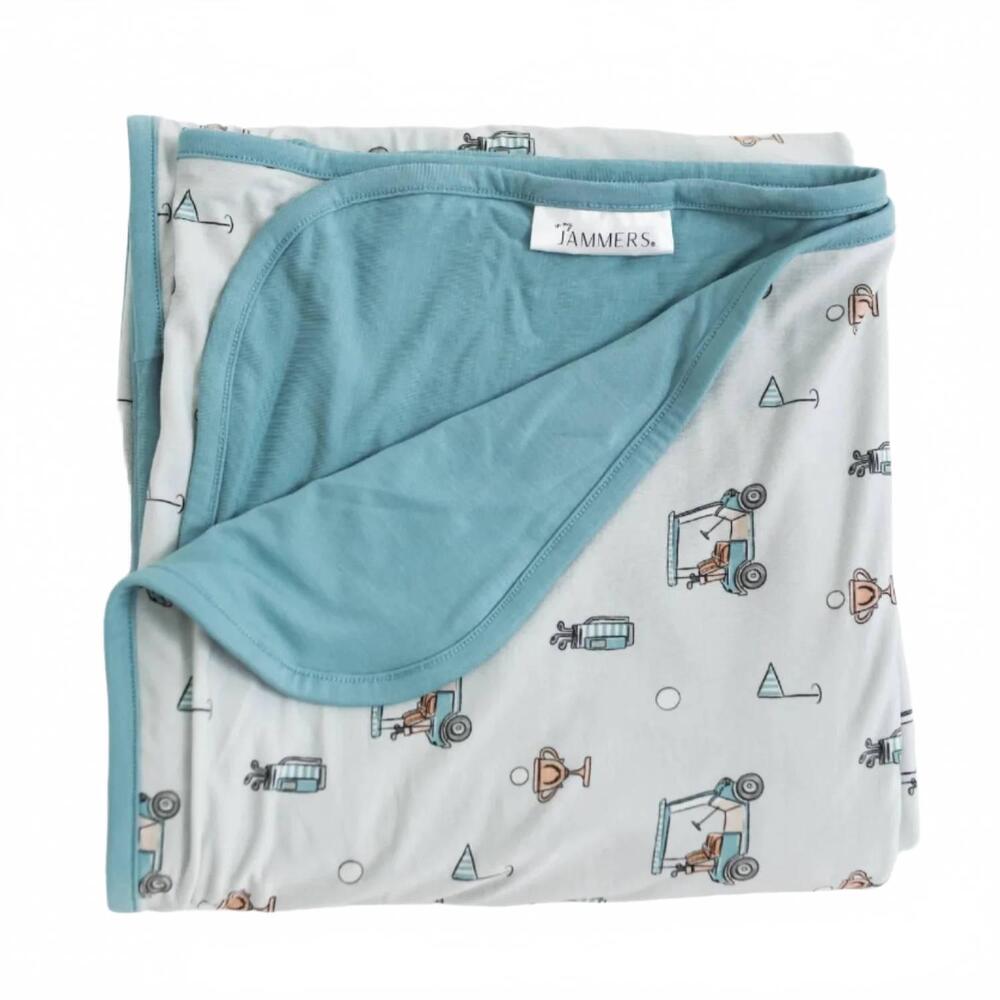 NEW IN MY JAMMERS boys reversible blanket in blue golf